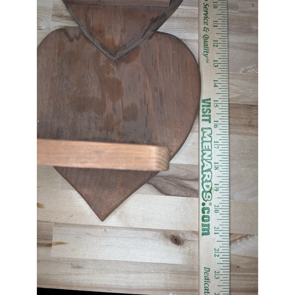 Handcrafted Wooden Heart Shaped Wall Shelf with 3 Tiers Granny/‎ Cottage Core